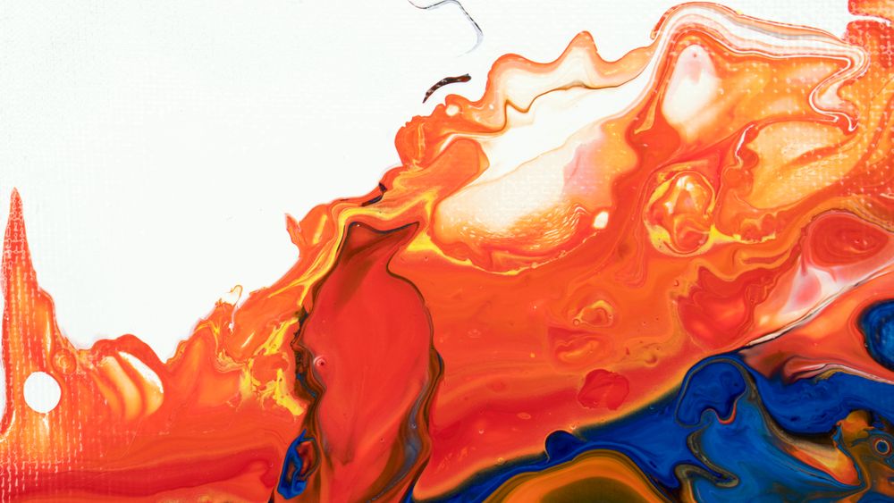 Fluid Art in Red And Blue Abstract Acrylic Pouring