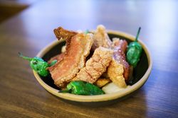 Bowl of borreznos of Spanish cuisine