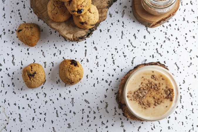 Homemade cookies with cacao powered and milk