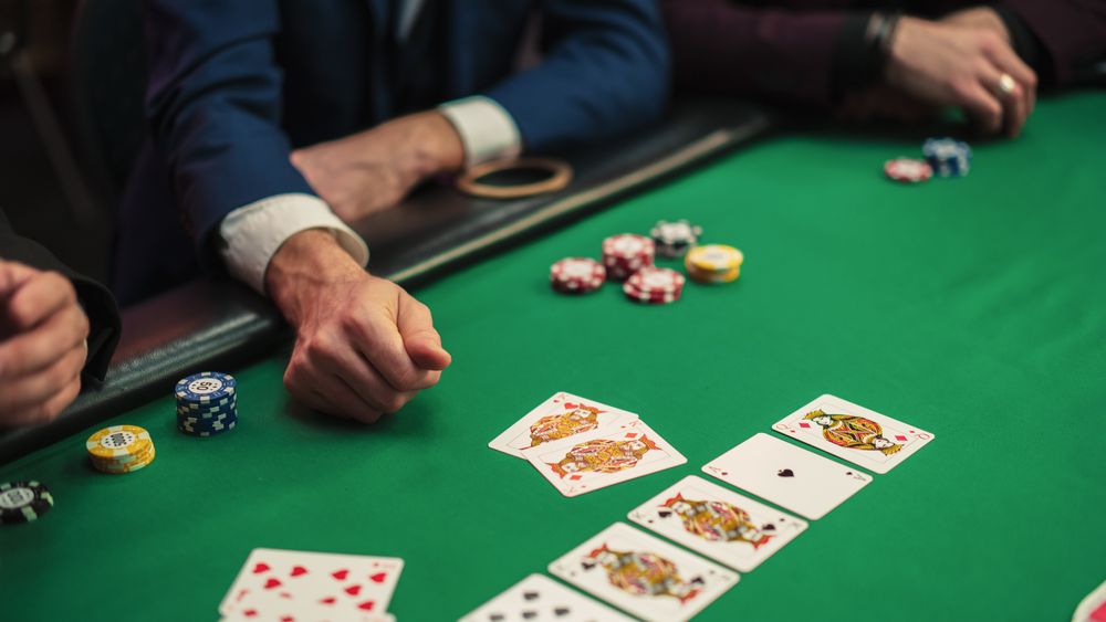 Close Up on Winner's Cards Reveiling Two Kings at a Poker Game on a Casino Floor Championship.
