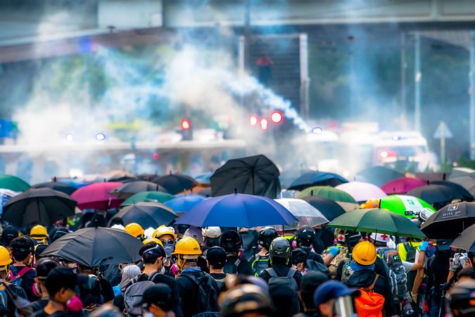 People gathering at the Hong Kong protest