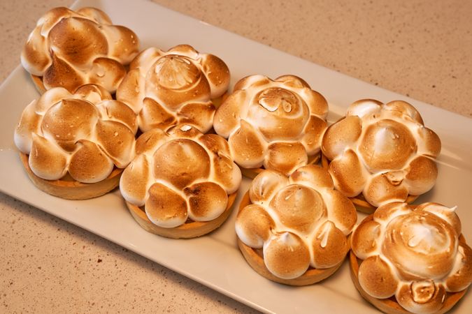 Delicious homemade baked tartlets with meringue