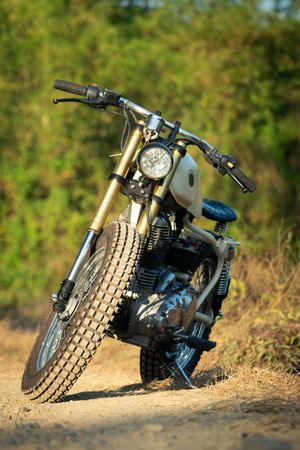 Motorcycle on roadside in countryside
