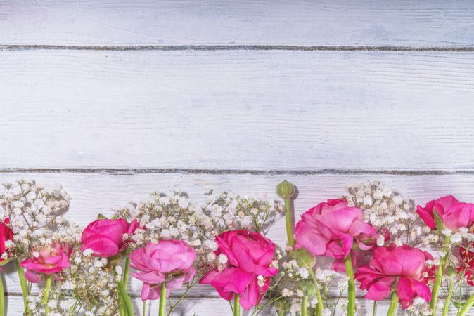 Background with flowers bouquet and gift