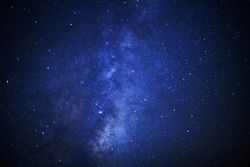 milky way galaxy and space dust in the universe, Long exposure photograph, with grain.