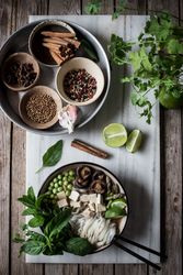 Spices and fresh vegetables for cooking