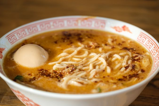 bowl with noodle soup