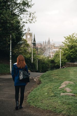 Woman walking in a park