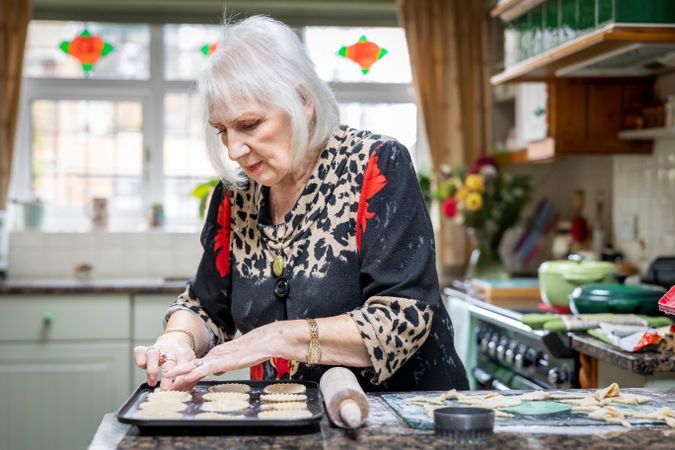 Woman baking in kitchen