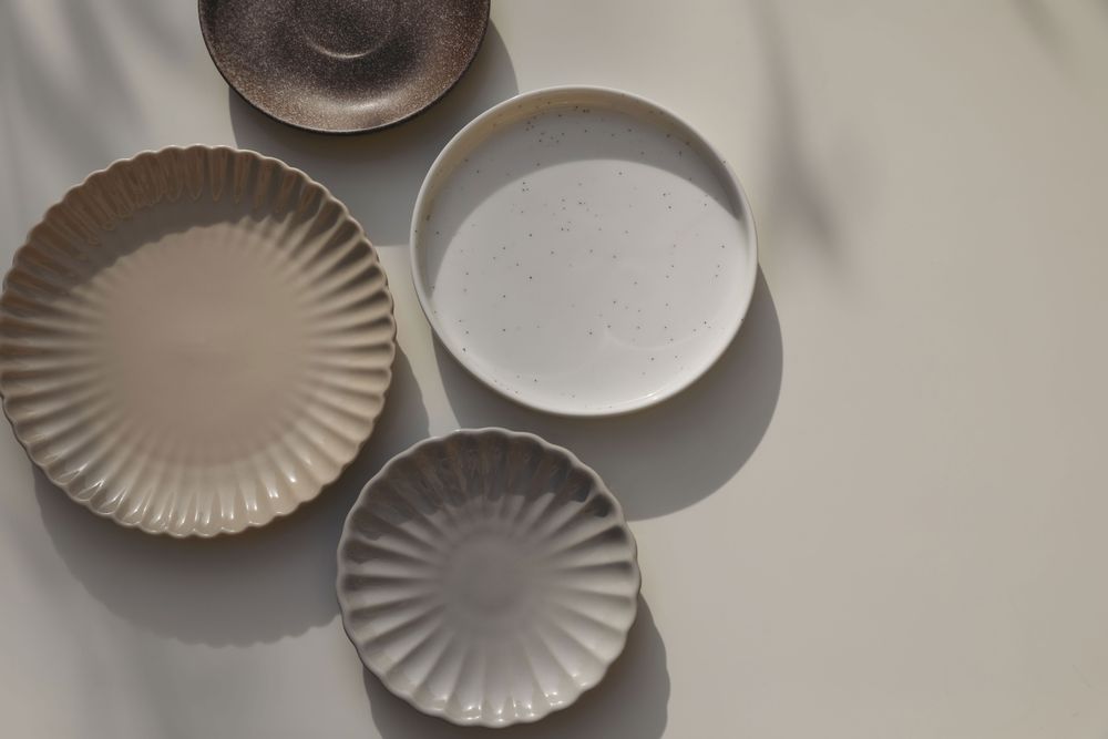 Top view of plates on table