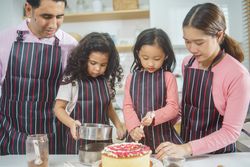 Family baking together in the kitchen