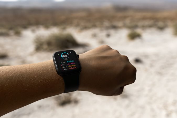 Smartwatch Tracks Fitness Progress Outdoors