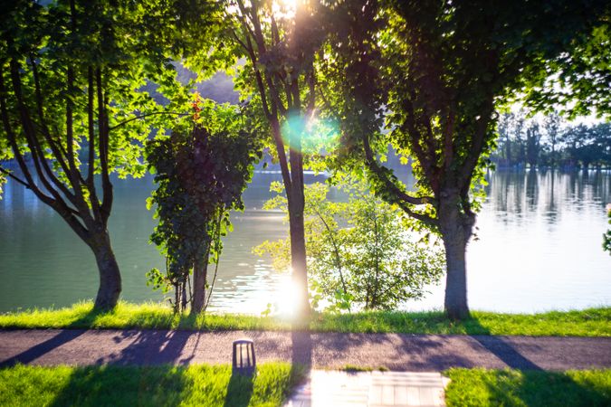 Lopota lake with sunbeams