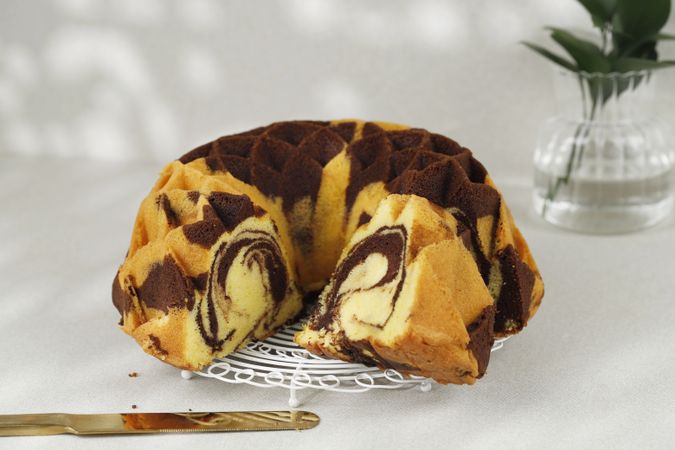 Close Up Bundt Marble Cake, Bakery Concept.