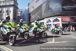 London, England, United Kingdom - March 19 2022: British police on motorcycles in Piccadilly Circus 4mnxvb