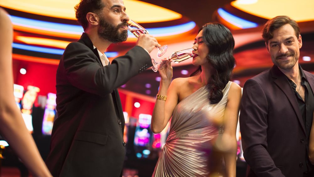 Portrait of a Asian Female Winning a Bet at a Casino Table.