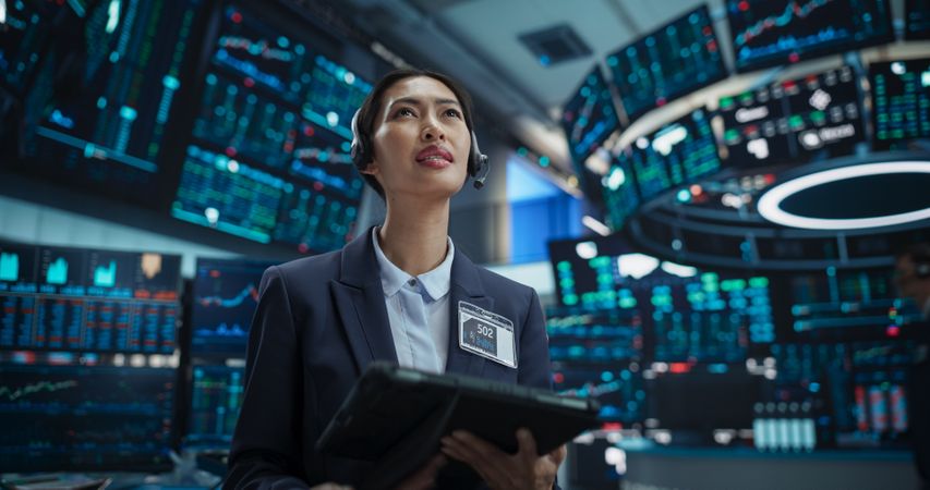 Professional Stock Exchange Trader Working in a Trading Company.