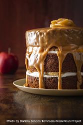 Dripping caramel and apple sponge cake bYgXg5