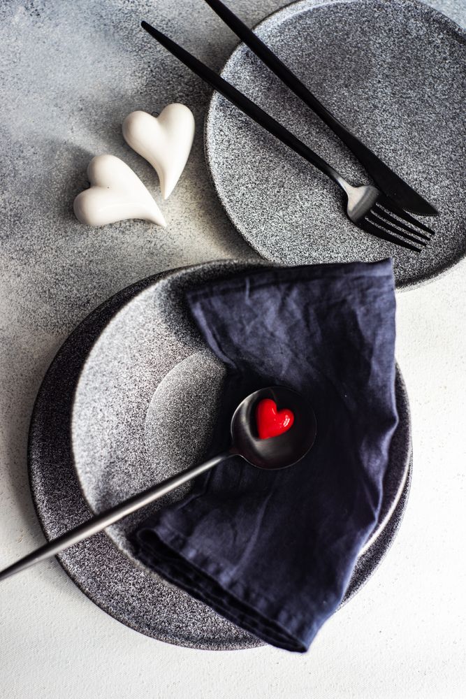 Two place setting for St. Valentine's Day