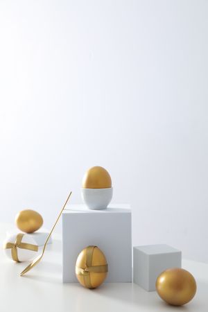 Concept of Richness, golden eggs, space for text