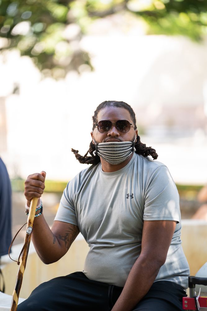 Los Angeles, CA, USA — June 16th, 2020: portrait of man at rally in park at city hall