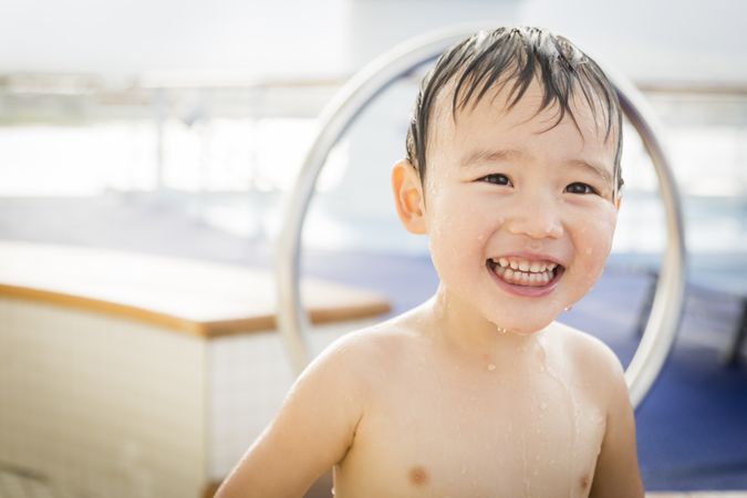 Happy Boy Having Fun at the Water Park