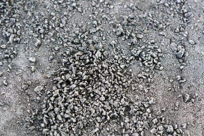 Pile of frosted pebble on ground
