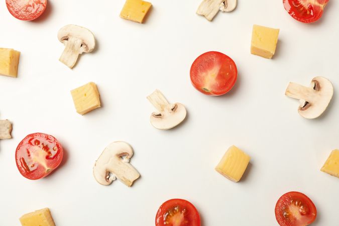 Ingredients for cooking pizza on blank background