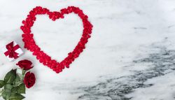 Hearts and gifts for Valentine’s Day, copy space
