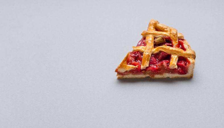 Single slice of rhubarb pie