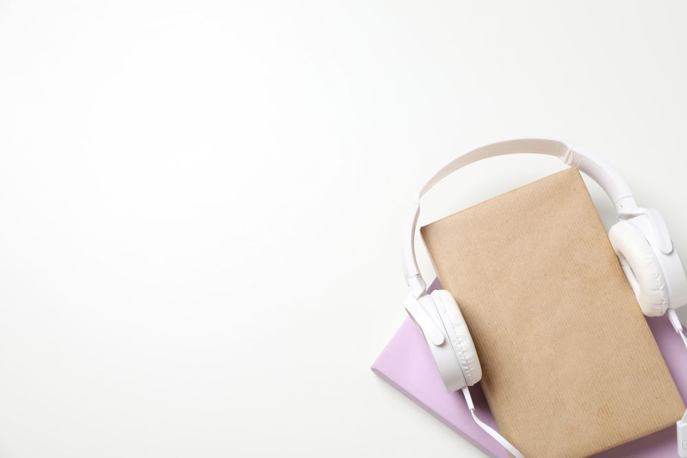 Concept of audio book, space for text