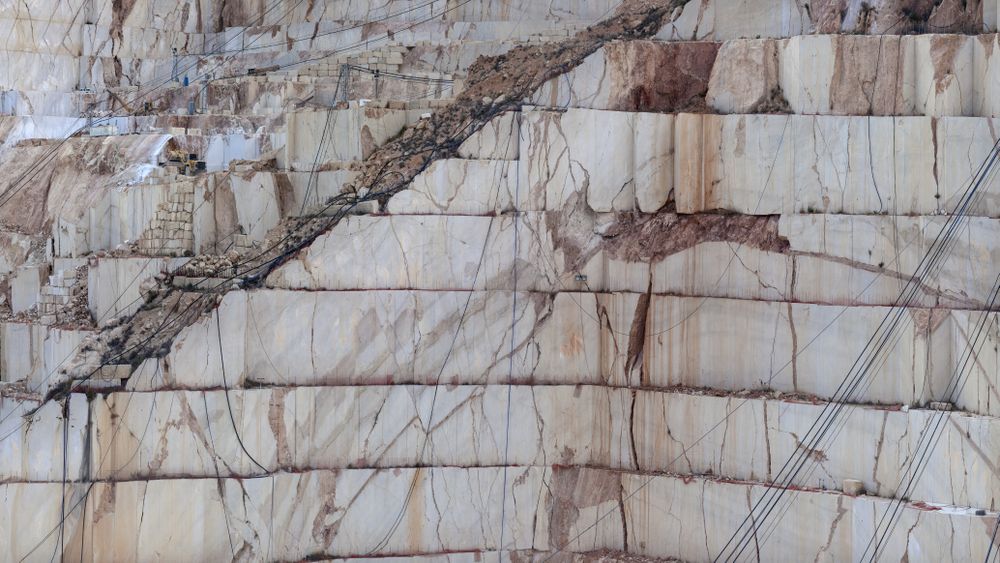 Steps in rough stone quarry