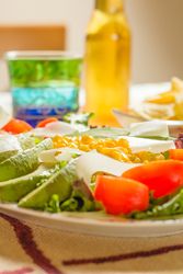 Traditional mexican food with salad and nachos