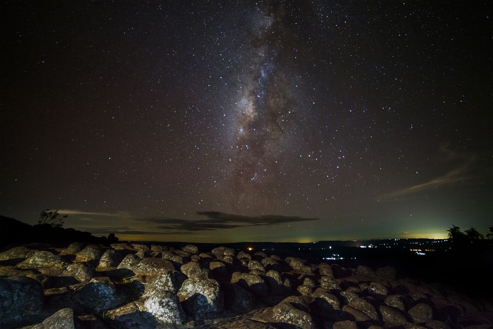 Milky way galaxy with stars and space dust in the universe at PhuHinRongkla Ntional Park