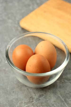 Three Eggs on Glass Bowl