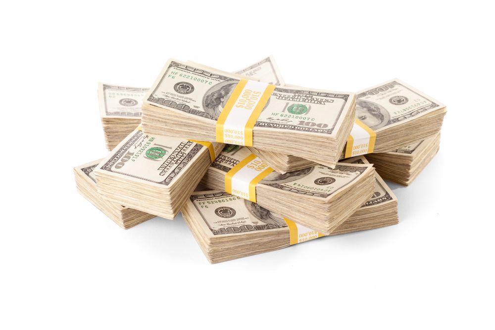 Ten Thousand Dollar Stacks of One Hundred Dollar Bills