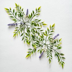 Layout made of green leaves and branches on light background