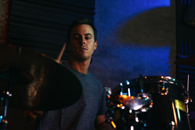 Drummer Performing In A Live Concert