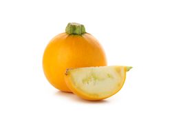 Fresh round zucchini isolated on plain background