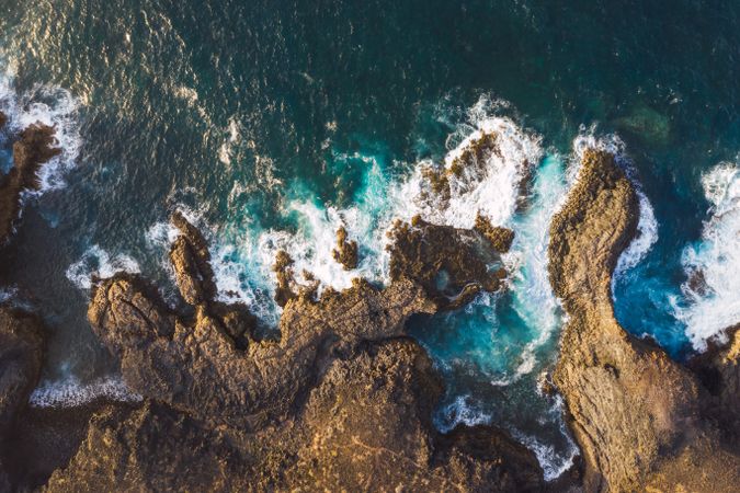 Drone view of coast with cliffs