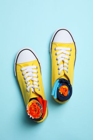 Concept of clothes for legs - socks, top view