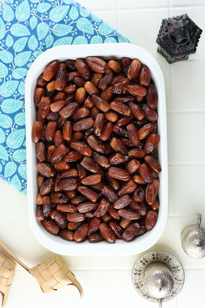 Top View Dates Fruit on Tray
