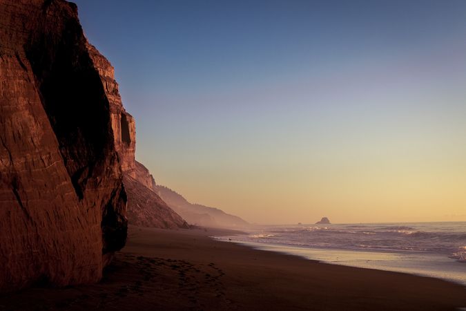 Side of cliffs on Pacific Ocean beach