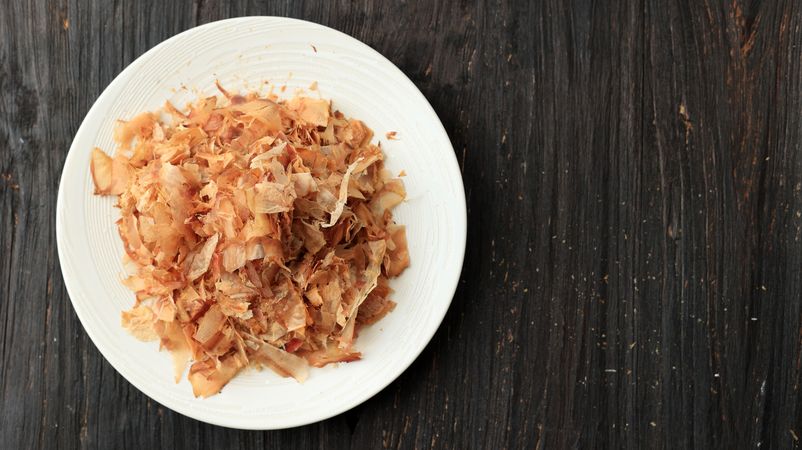 Top View of A Plate of Katsuobushi.