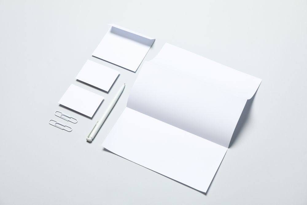 Mockup business brand template on light gray background, space for text