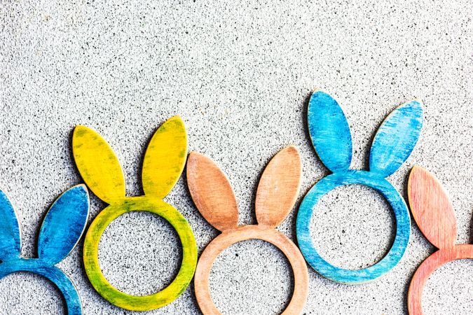 Easter card concept with rabbit napkin rings with copy space