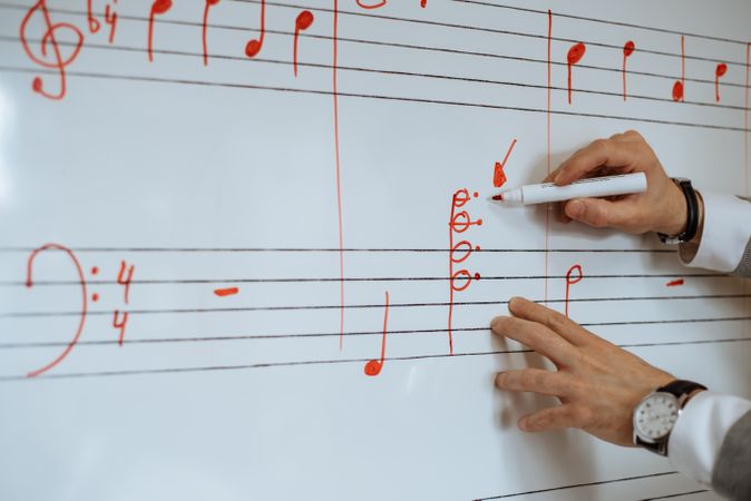 Man writing music notes