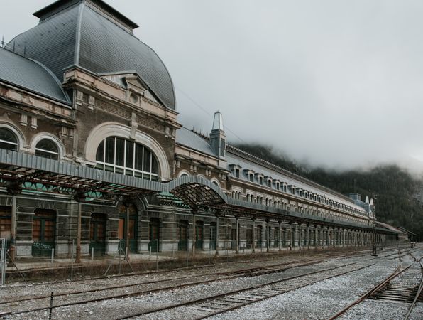 Railway station between hills