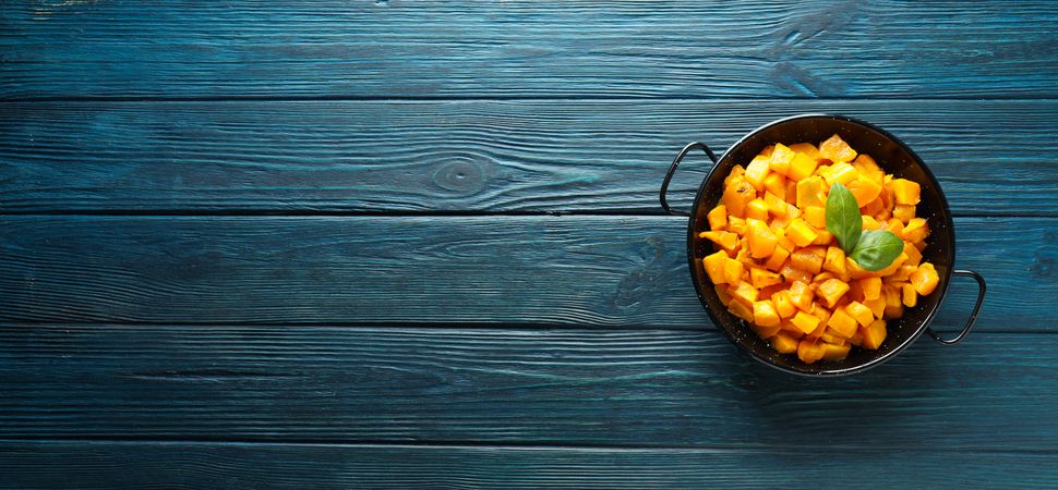 Concept of tasty homemade dish - baked pumpkin