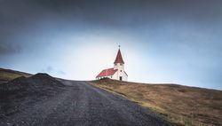 Small church near countryside road